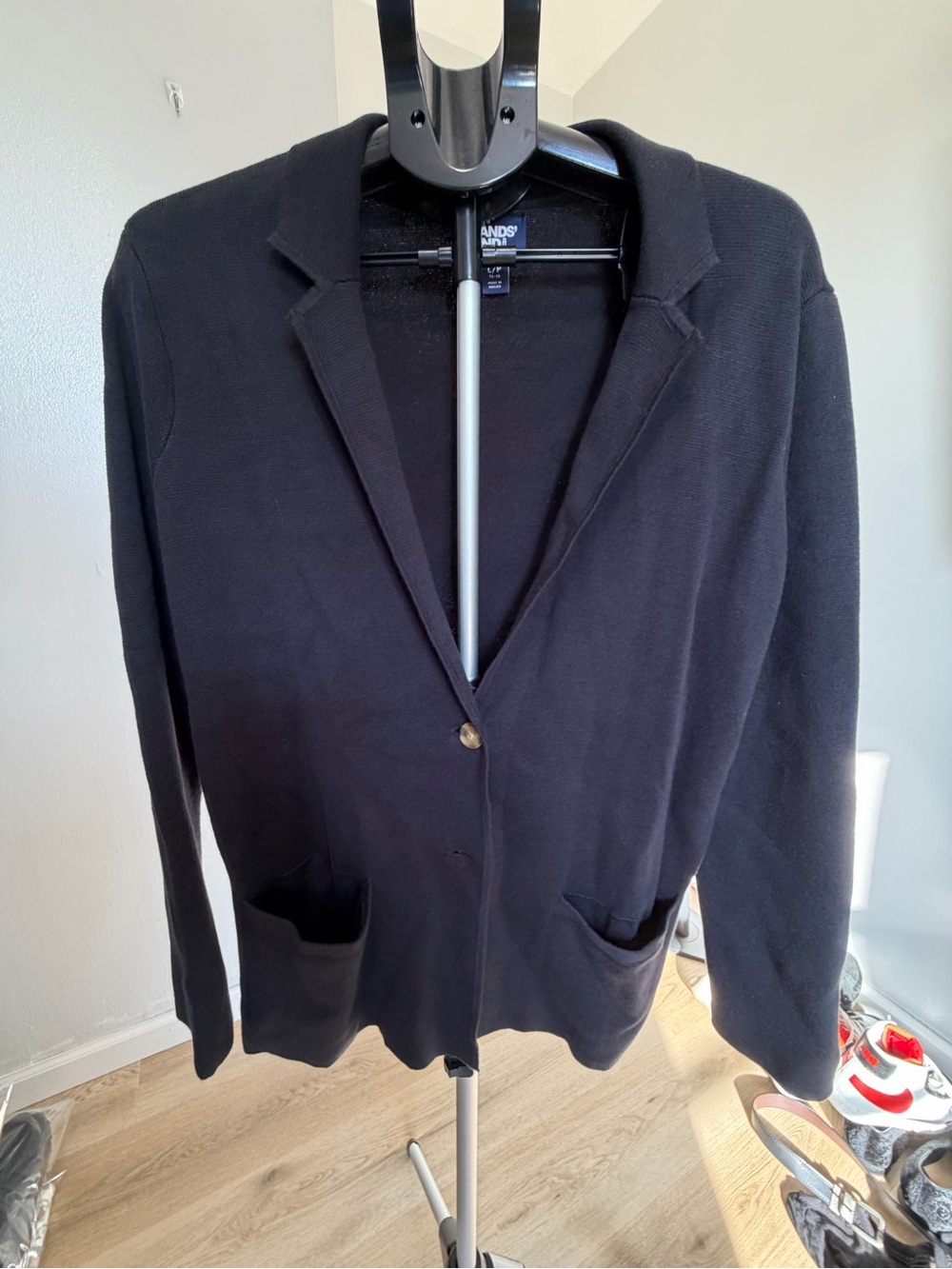 Lands' End Women's Black Knit Blazer with Front Pockets